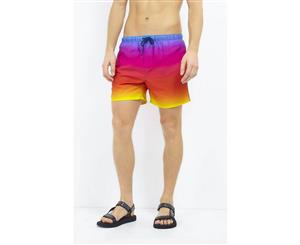 Brave Soul Mens Rainbow Ombre Design Swim Shorts (Sunrise) - SWIM649
