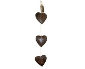 Brown 80cm Hanging Nest of 5 Love Hearts Wash Beach Theme Tier