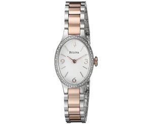 Bulova Women's Diamond Two Tone Steel Bracelet & Case Quartz Watch 98R190