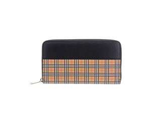 Burberry Womens Leather Signature Zip Around Wallet