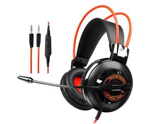 Catzon G925 Stereo Lightweight Over ear Gaming Headset Professional Gamer Headphone with Mic 3.5mm plug Headphones-Orange
