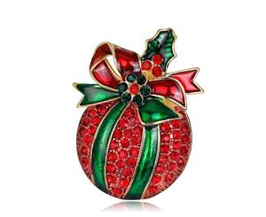 Christmas Crystal Brooches Pin - Red