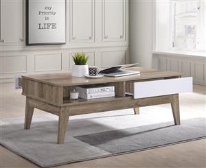 Coffee Table w/ 2 Drawers Scandinavian Interior Wooden - Oak