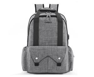 CoolBELL Baby Diaper Backpack With USB Charging Port-Grey