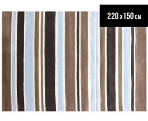 Creative Kids 220 x 150cm Taupe Stripe Rug - Taupe/Blue