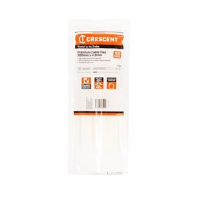 Crescent 300 x 4.8mm Natural Cable Ties - 100 Pack