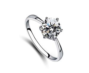 Crystala's Six-prong Classic Solitaire Ring - 1 Carat - White Gold Plated