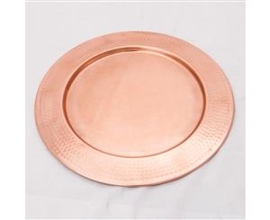 DISCUS Small Round 31cm Wide Serving Tray - Hammered Copper Finish