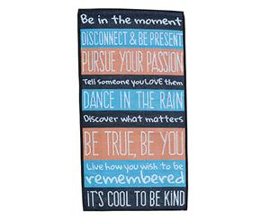 Daily Mantra Mat | RECYCLED Outdoor Rug | Zen Life Reminders Multicoloured 0.9 x 1.8m