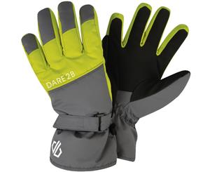 Dare 2b Boys Mischievous Water Repellent Warm Ski Gloves - Alumin/Citrn