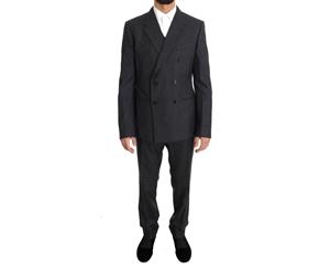 Dolce & Gabbana Gray Wool Silk Double Breasted Slim Suit