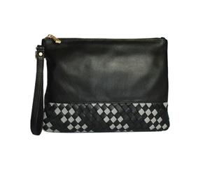 Eastern Counties Leather Womens/Ladies Carmen Wave Detail Clutch Bag (Black/Stone) - EL123