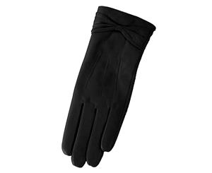 Eastern Counties Leather Womens/Ladies Ruched Bow Gloves (Black) - EL215