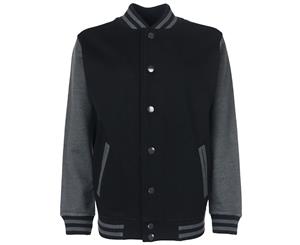 Fdm Junior/Childrens Unisex Varsity Jacket (Contrast Sleeves) (Black/Charcoal) - BC2030