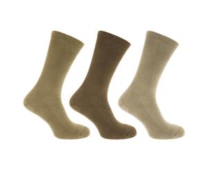 Floso Mens Premium Quality Cotton Rich Cushion Sole Socks (Pack Of 3) (Shades of Brown) - MB193