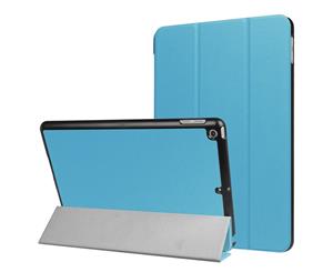For iPad 20182017 9.7in CaseStylish Karst Textured 3-fold Leather CoverBlue