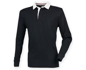 Front Row Mens Premium Long Sleeve Rugby Shirt/Top (Black) - RW4169