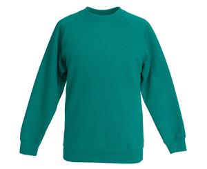 Fruit Of The Loom Childrens Unisex Raglan Sleeve Sweatshirt (Emerald) - BC1365