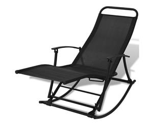 Garden Rocking Chair Steel and Textilene Black Folding Lounger Recliner