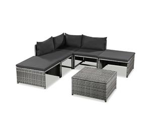 Garden Sofa Set 15 Pieces Poly Rattan Grey Chair Table with Cushion