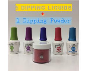 Gelish Dip SNS 1 Dipping Powder / Your Choice of Colour + 5 Liquids Nail Kit
