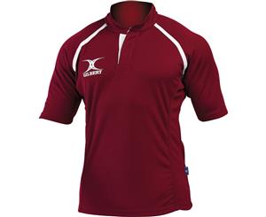 Gilbert Rugby Mens Xact Game Day Short Sleeved Rugby Shirt (Maroon) - RW5397