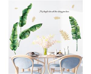 Green Plants Big Leaves Decals Wall Sticker (Size 165cm x 92cm)