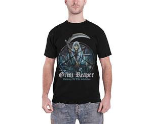 Grim Reaper T Shirt Walking In The Shadows Band Logo Official Mens - Black