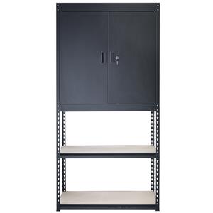 Handy Storage 910 x 1830 x 400mm Black Boltless Combined Shelf & Half Cabinet