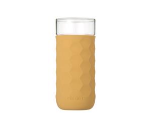 Honeycomb Anti-skid Glass with Silicone Sleeve 380ml in Khaki