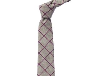Ike Behar Grey & Purple Flannel Wool Tie