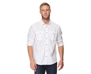 Ike Behar Men's Long Sleeve Linen Shirt - White