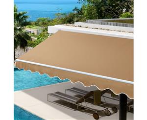 Instahut 4M x 3M Outdoor Folding Arm Awning Retractable Sunshade Canopy Beige