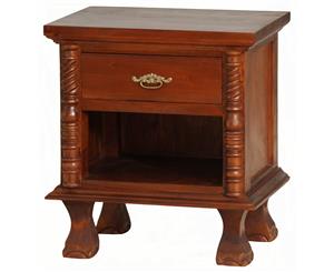 Jepara Timber Bedside Table with 1 Drawer Mahogany