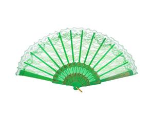 Lace Fan Hand Folding Wedding Party Bridal Spanish Costume Accessory New - Green