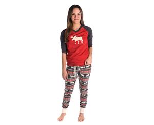 Lazy One TLS269/WLG269 Moose Fair Isle Red Multicolour Pyjama Set - Red Multicolour