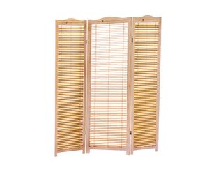 Levede 3 Panel Room Divider Screen Door Stand Privacy String Wood Fold Natural
