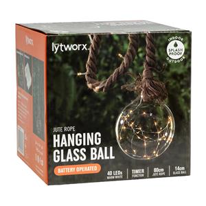 Lytworx 14cm Warm White Light Rope Battery Operated With Glass Balls