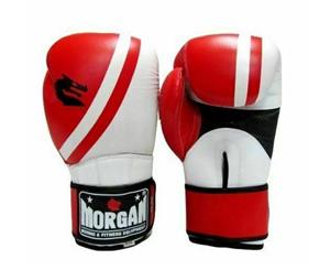 MORGAN V2 Pro Grade Genuine Leather Boxing Gloves (10 -16Oz) - Red/White