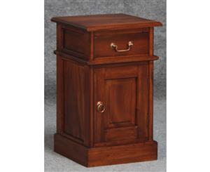 Mahogany Bedside Table with Solid Door & 1 Drawer