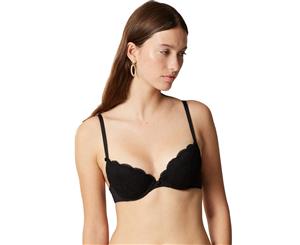 Maison Lejaby 17231 Insaisissable Floral Lace Padded Underwired Push Up Bra - Black