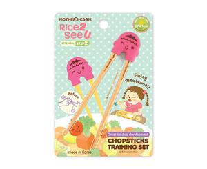 Mother's Corn Kids Training Chopsticks With Silicone Holder - Pink