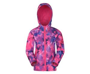 Mountain Warehouse Kids Exodus Printed Softshell Jacket Fleece Hood Boys Girls - Light Purple