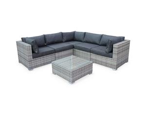 NAPOLI 5 Seater Outdoor Lounge Set Wicker | Exists in 3 COLOURS - Mix Grey/Grey