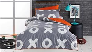 Naughts and Crosses Orange Double Quilt Cover Set