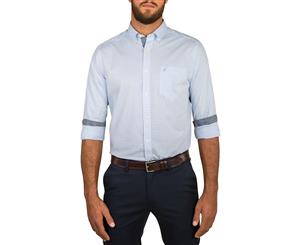 Nautica Men's Poplin Gingham Long Sleeve Shirt - Blue/White