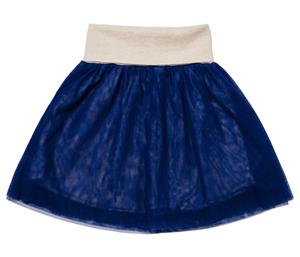 Navy Cotton & Tulle Skirt - Navy
