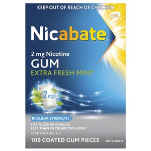 Nicabate Gum 2mg Extra Fresh 100 Pieces