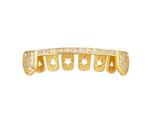 One size fits all Bottom Grillz - VAMPIRE Bling Zirconia Bar - Gold