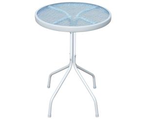 Outdoor Table 50x71cm Steel Round Grey Glass Tabletop Garden Furniture